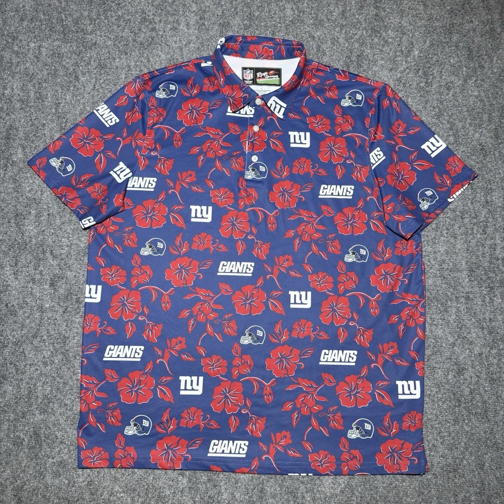 Reyn Spooner New York Giants Performance Polo Shirt Men L Hawaiian Floral NFL